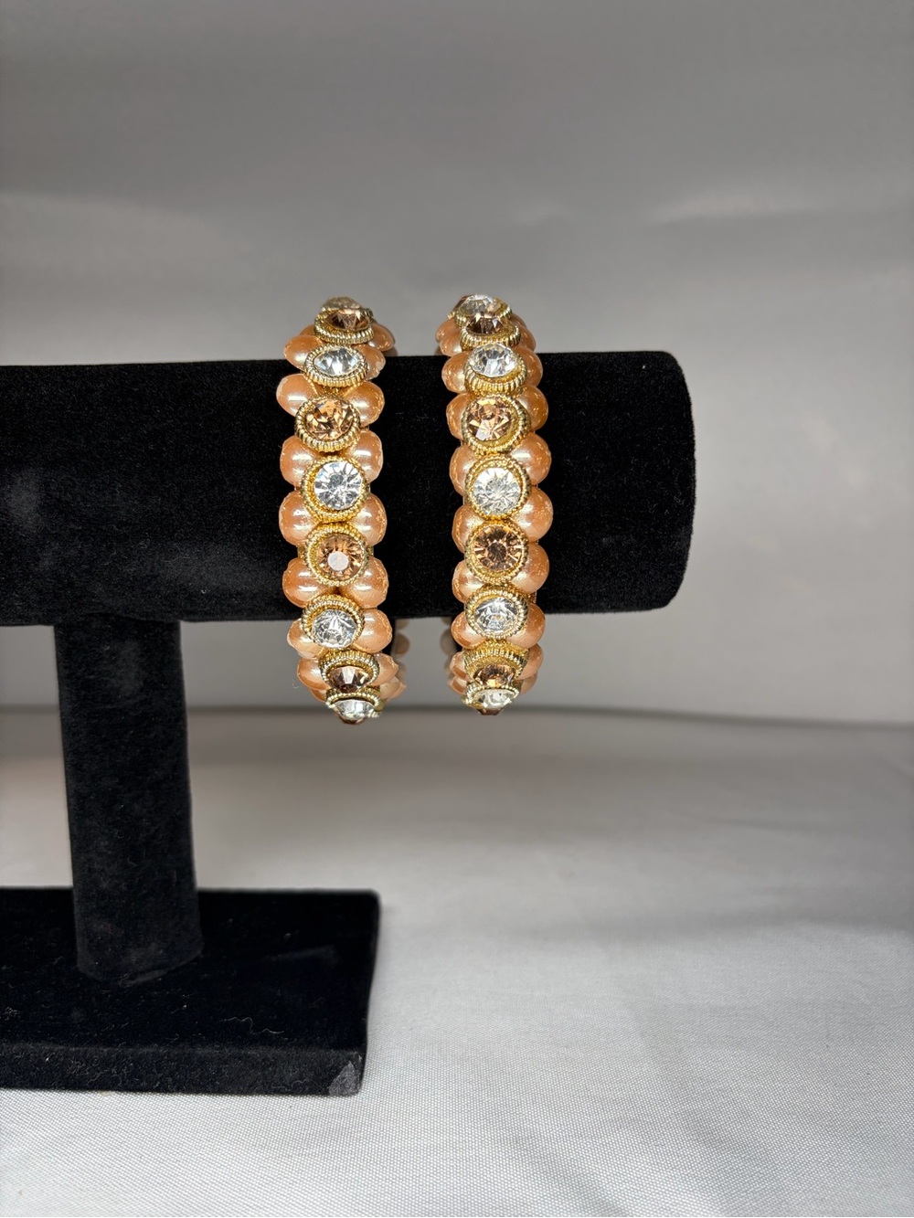 Gold and Peach Crystal Bangle set - Women Jewelry
